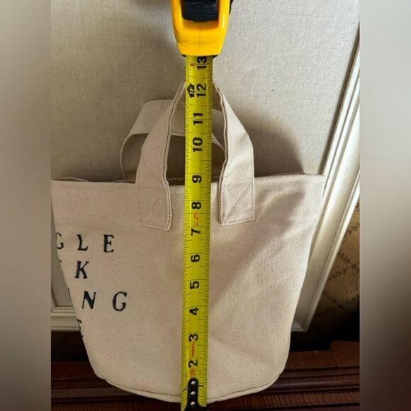 Small soft speckled off white canvas bucket for socks with text NWOT - Picture 5 of 6